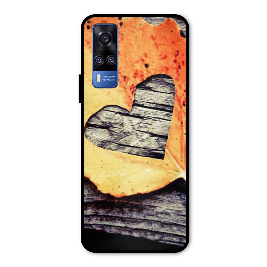 Wood Heart Leaf Metal Back Case for Vivo Y51A