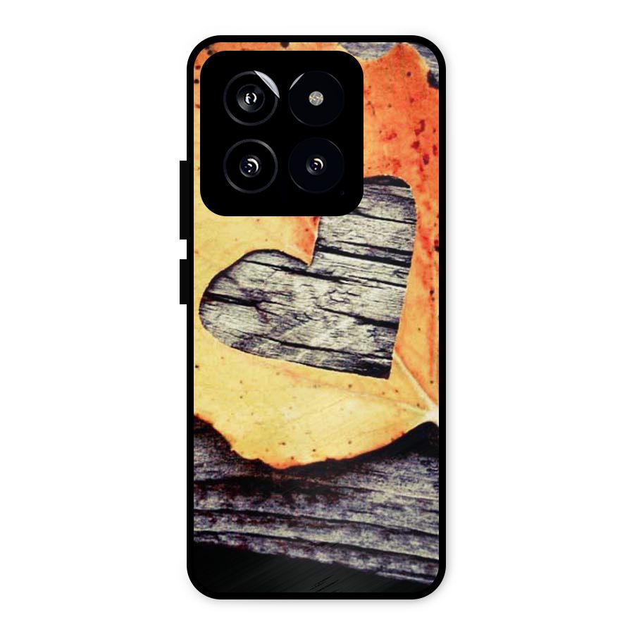 Wood Heart Leaf Metal Back Case for Xiaomi 14