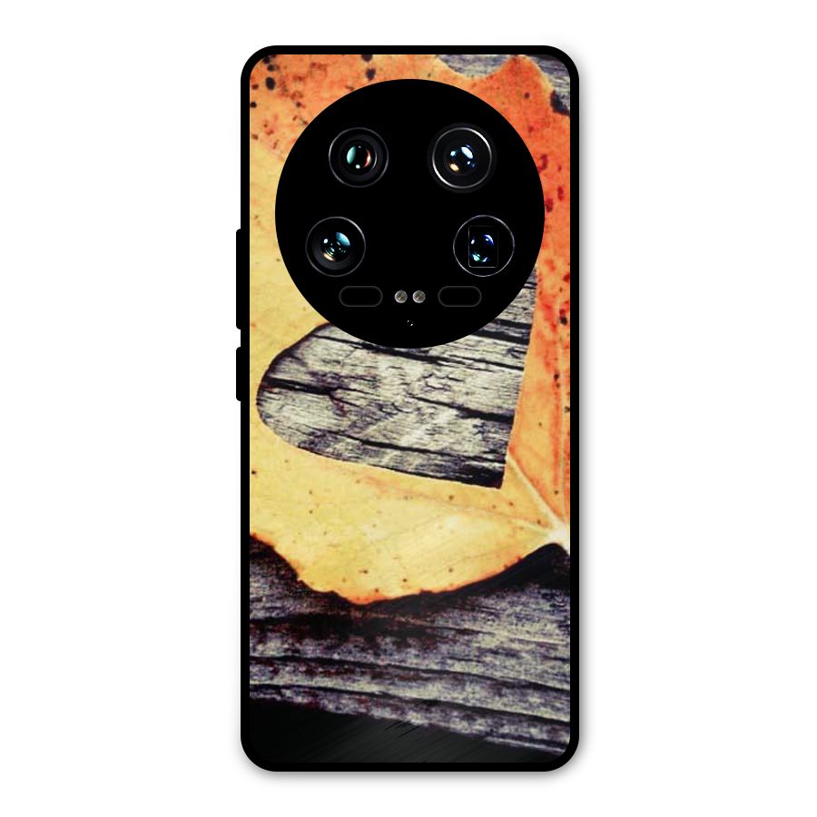 Wood Heart Leaf Metal Back Case for Xiaomi 14 Ultra