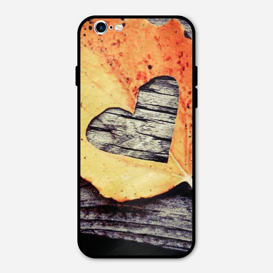 Wood Heart Leaf Metal Back Case for iPhone 6 6s