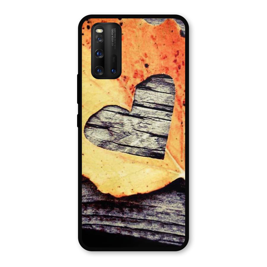 Wood Heart Leaf Metal Back Case for iQOO 3
