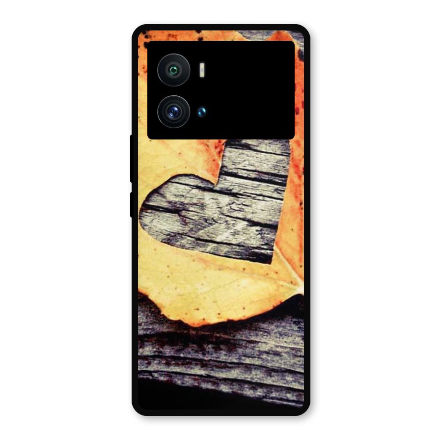 Wood Heart Leaf Metal Back Case for iQOO 9 Pro