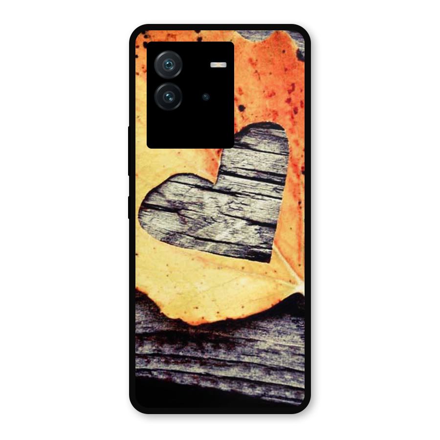 Wood Heart Leaf Metal Back Case for iQOO Neo 6 5G