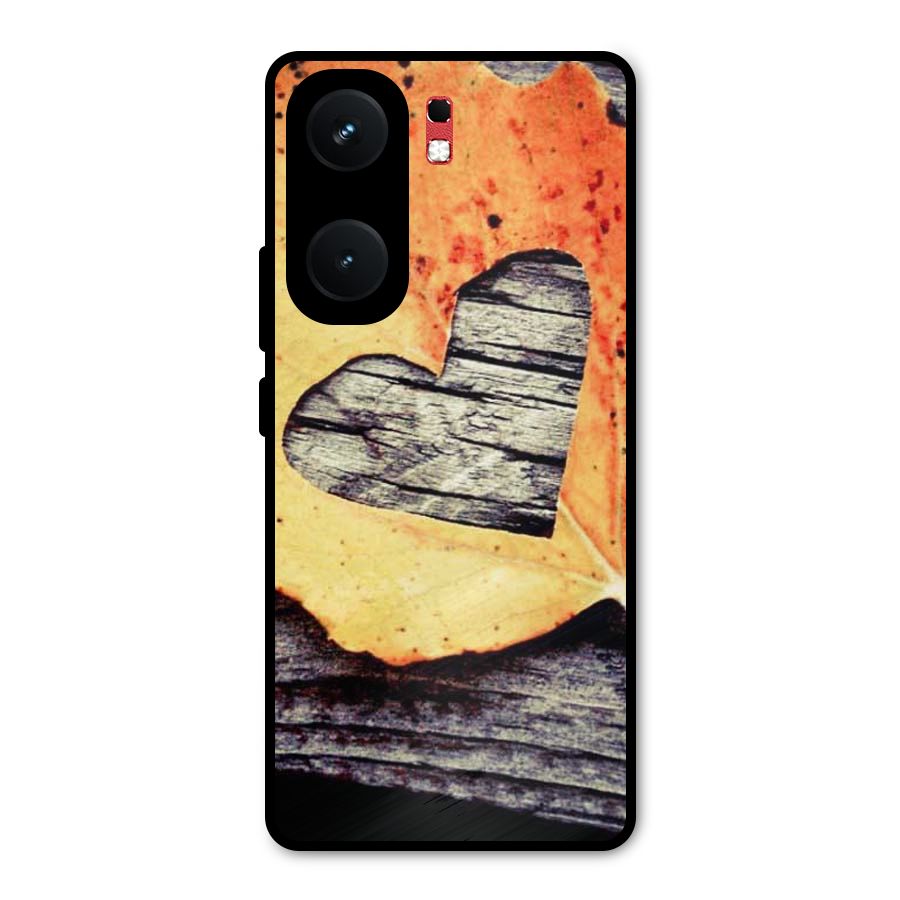 Wood Heart Leaf Metal Back Case for iQOO Neo 9 Pro