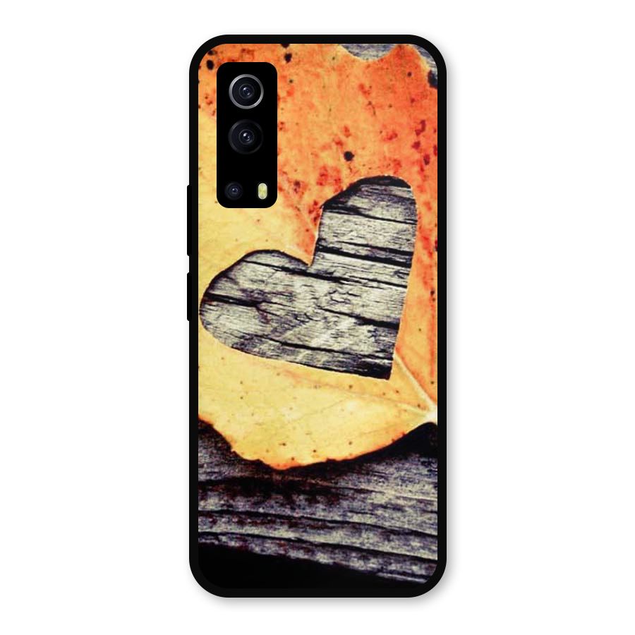 Wood Heart Leaf Metal Back Case for iQOO Z3
