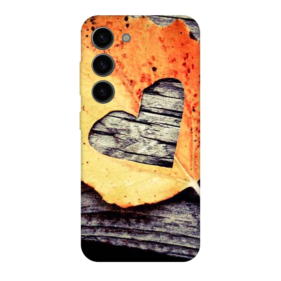 Wood Heart Leaf Original Polycarbonate Back Case for Galaxy S23