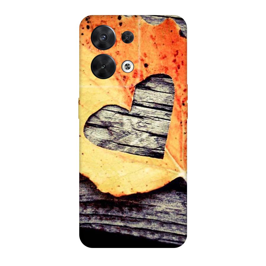 Wood Heart Leaf Original Polycarbonate Back Case for Oppo Reno8 5G