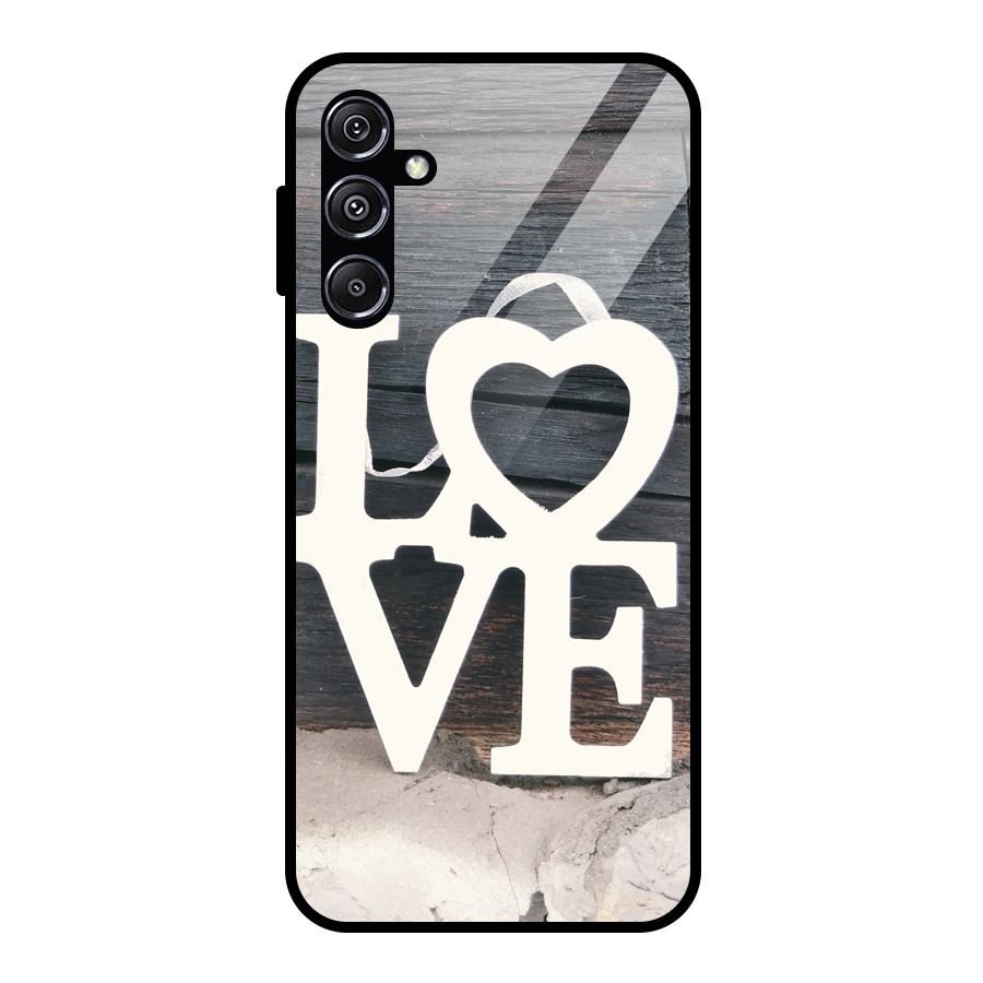 Wood Love Lock Glass Back Case for Galaxy M34 5G