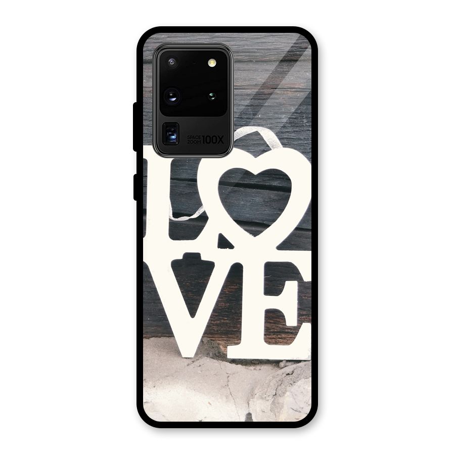 Wood Love Lock Glass Back Case for Galaxy S20 Ultra