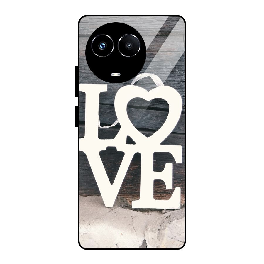 Wood Love Lock Glass Back Case for Realme 11X