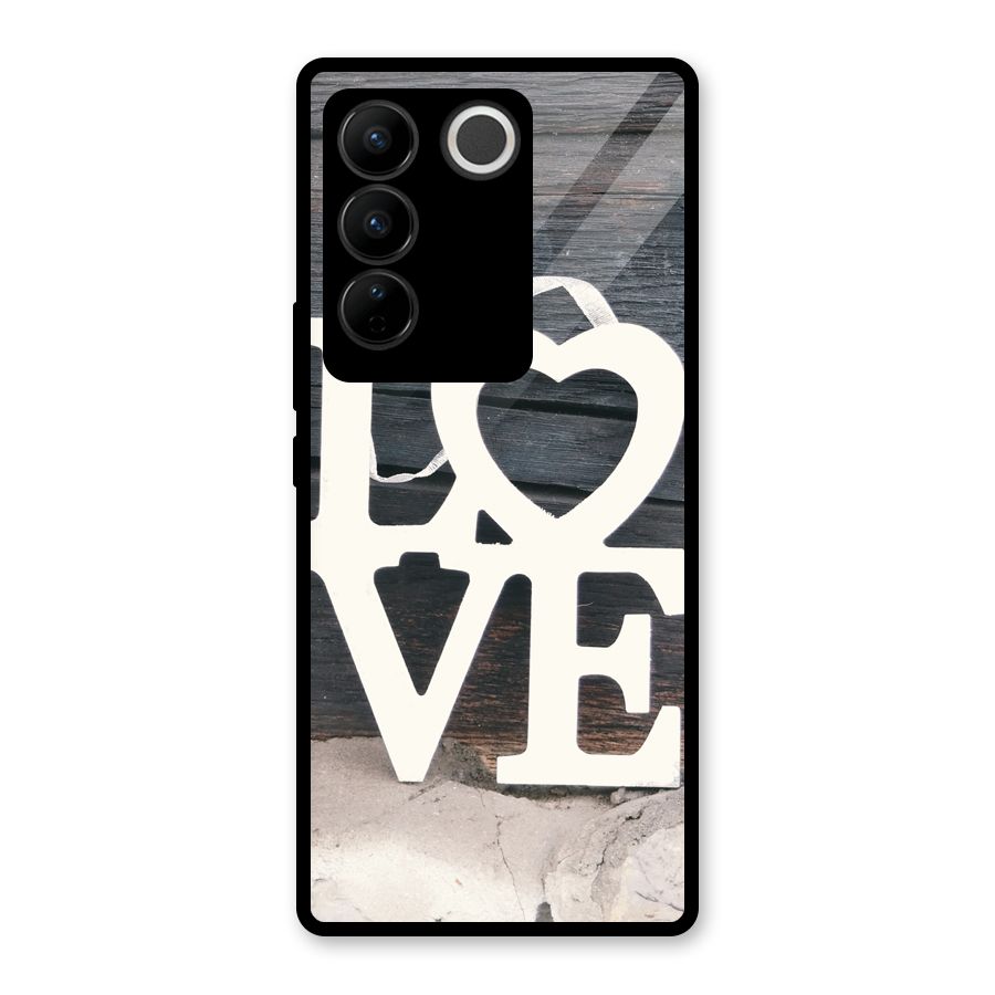 Wood Love Lock Glass Back Case for Vivo V27