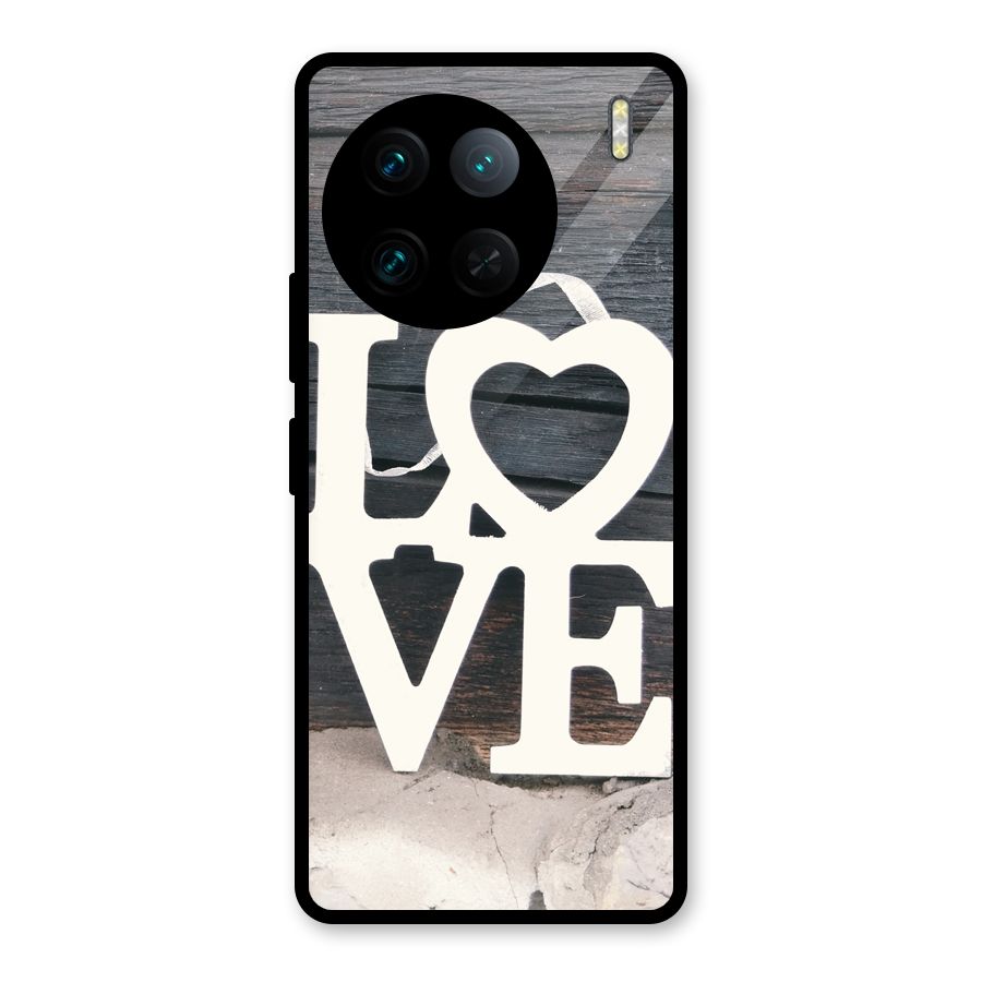 Wood Love Lock Glass Back Case for Vivo X90 Pro