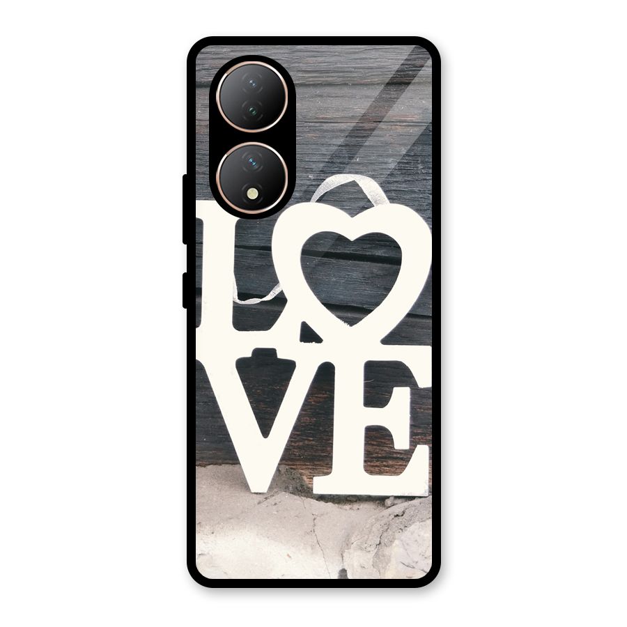 Wood Love Lock Glass Back Case for Vivo Y100A