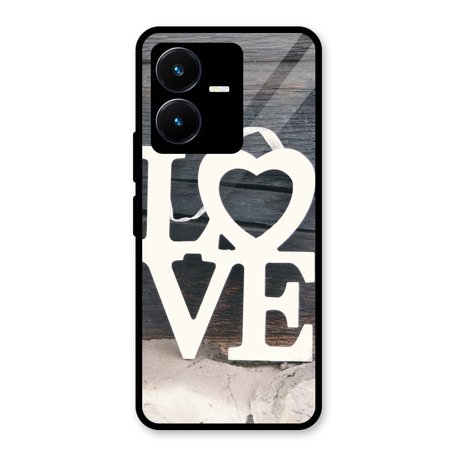 Wood Love Lock Glass Back Case for Vivo Y22s