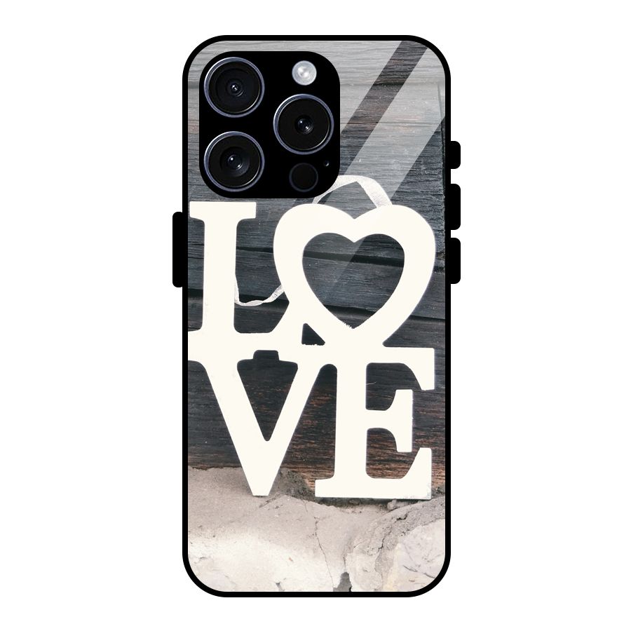 Wood Love Lock Glass Back Case for iPhone 15 Pro