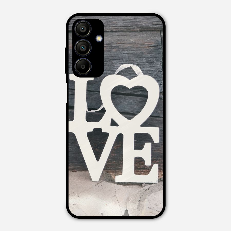 Wood Love Lock Metal Back Case for Galaxy A15 5G