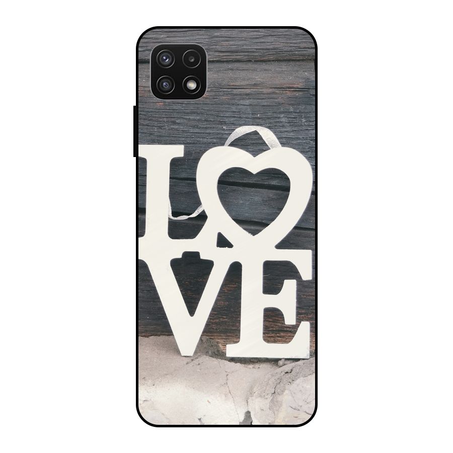 Wood Love Lock Metal Back Case for Galaxy A22 5G