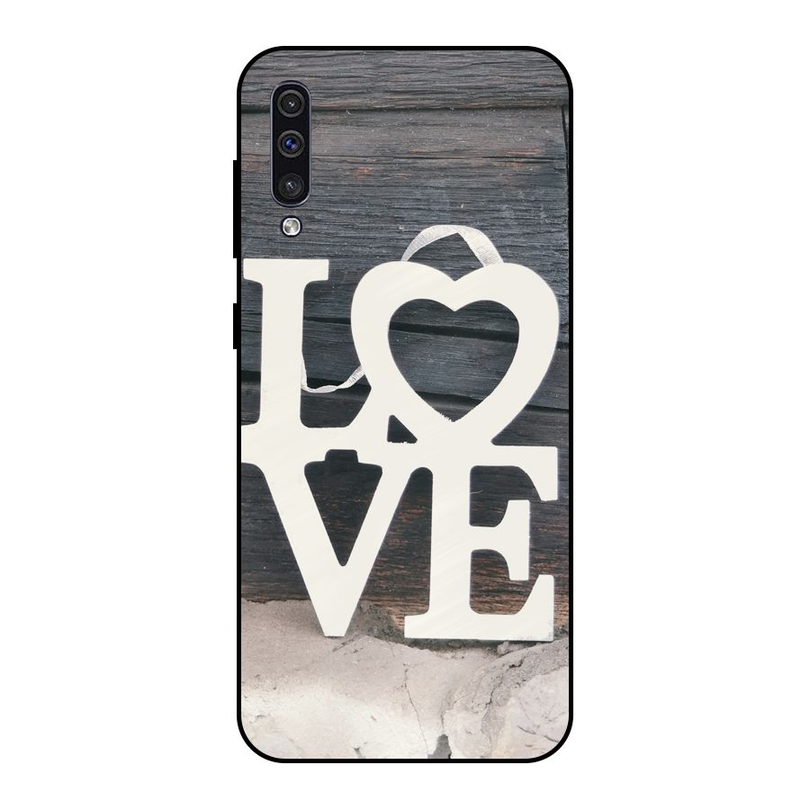 Wood Love Lock Metal Back Case for Galaxy A50s