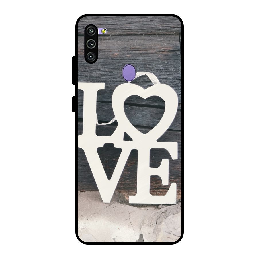 Wood Love Lock Metal Back Case for Galaxy M11