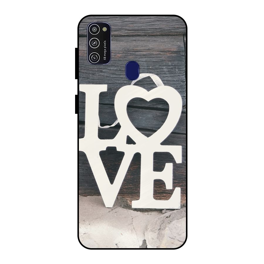 Wood Love Lock Metal Back Case for Galaxy M30s
