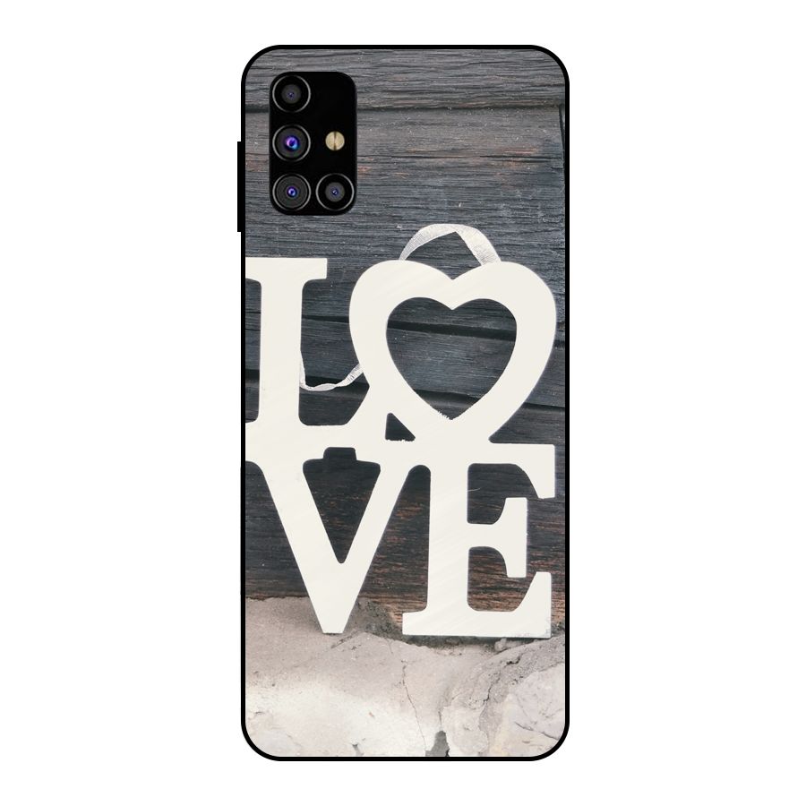 Wood Love Lock Metal Back Case for Galaxy M31s