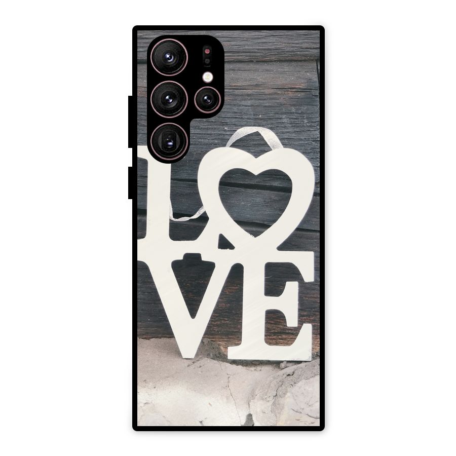 Wood Love Lock Metal Back Case for Galaxy S22 Ultra 5G