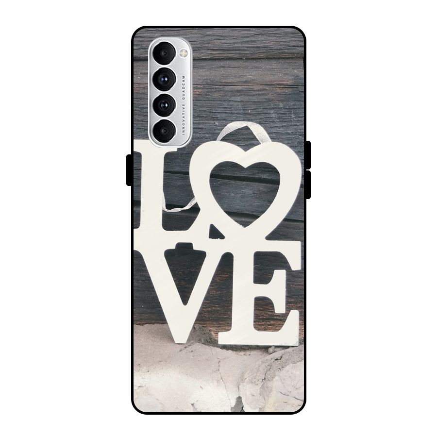 Wood Love Lock Metal Back Case for Oppo Reno4 Pro