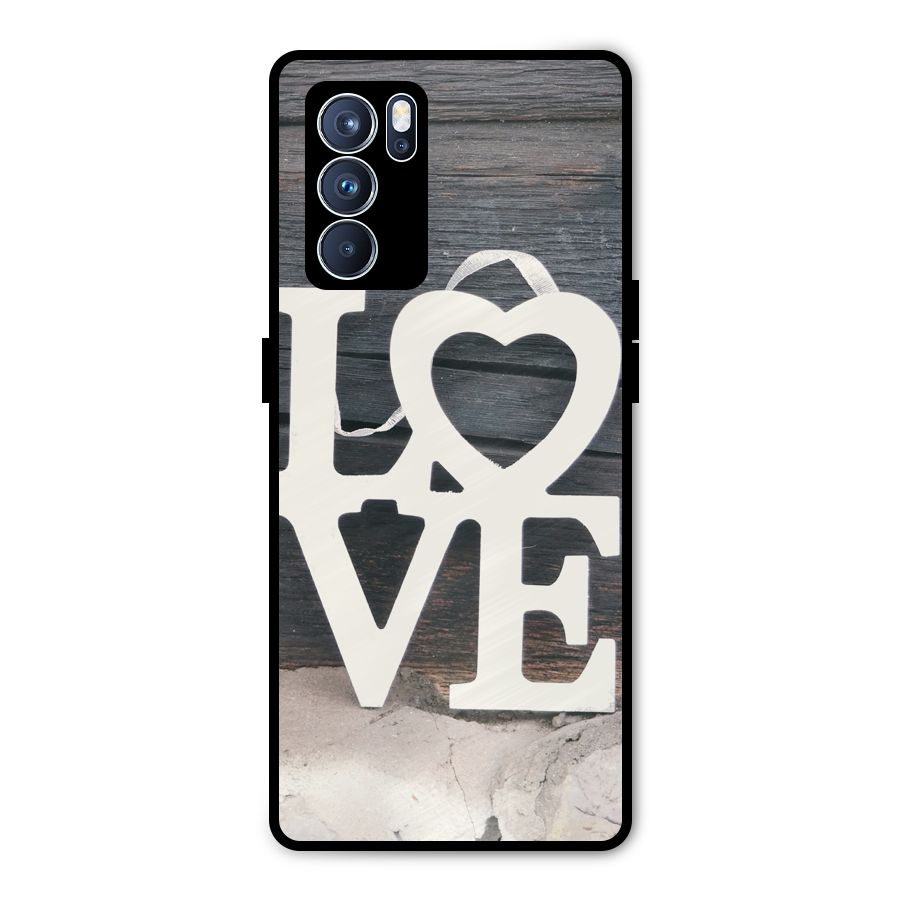 Wood Love Lock Metal Back Case for Oppo Reno6 Pro 5G
