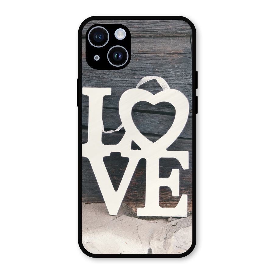 Wood Love Lock Metal Back Case for iPhone 14