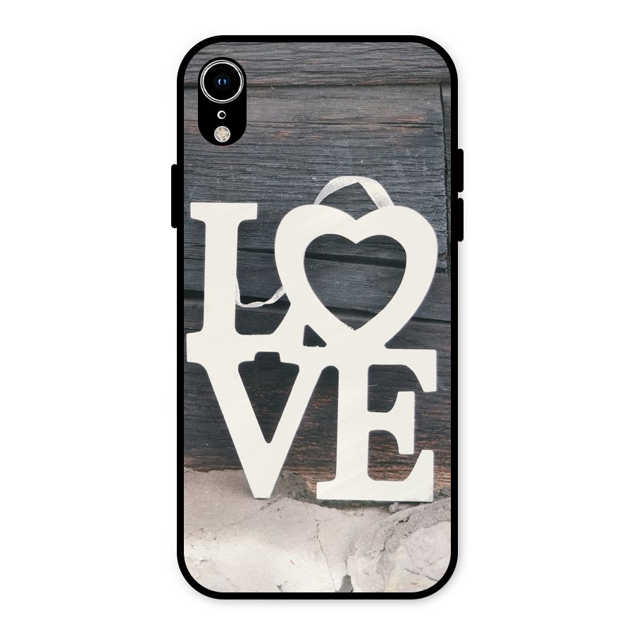 Wood Love Lock Metal Back Case for iPhone XR