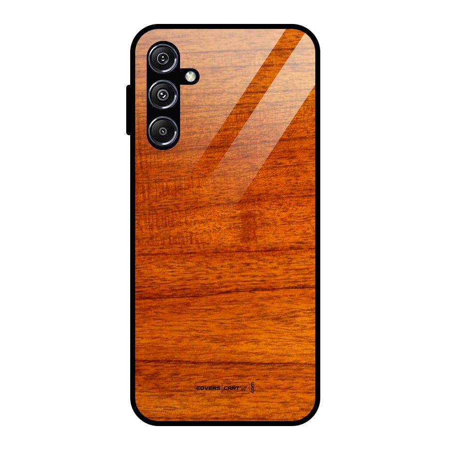 Wood Texture Design Glass Back Case for Galaxy M34 5G