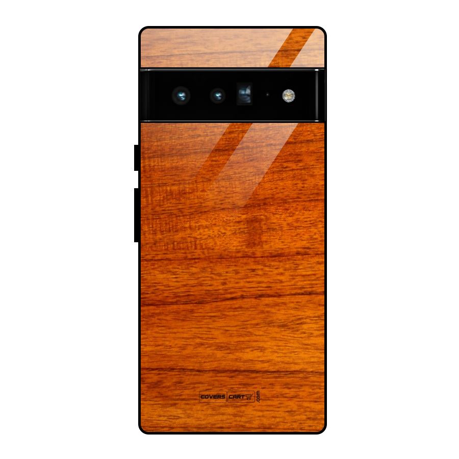 Wood Texture Design Glass Back Case for Google Pixel 6 Pro