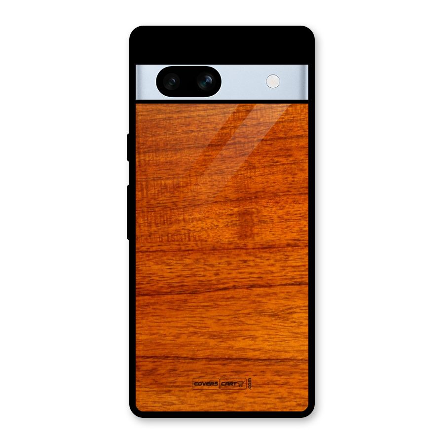 Wood Texture Design Glass Back Case for Google Pixel 7a