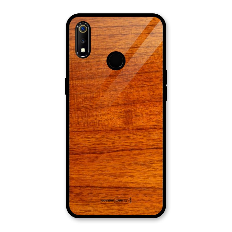 Wood Texture Design Glass Back Case for Realme 3i