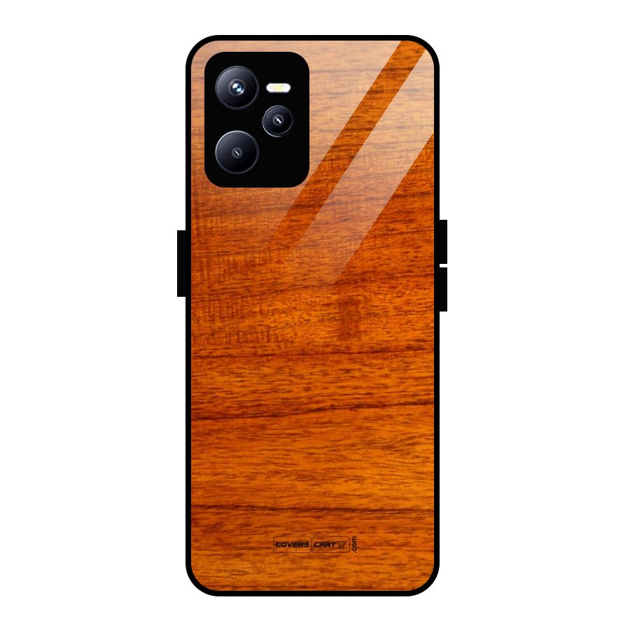 Wood Texture Design Glass Back Case for Realme C35