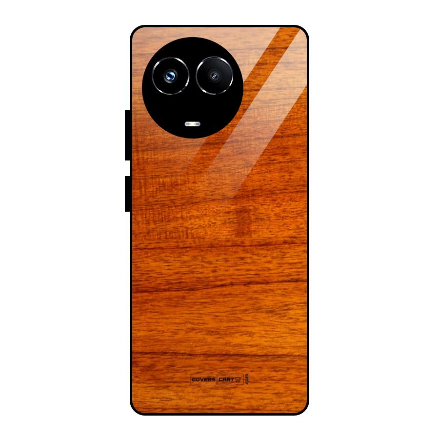 Wood Texture Design Glass Back Case for Realme Narzo 60X