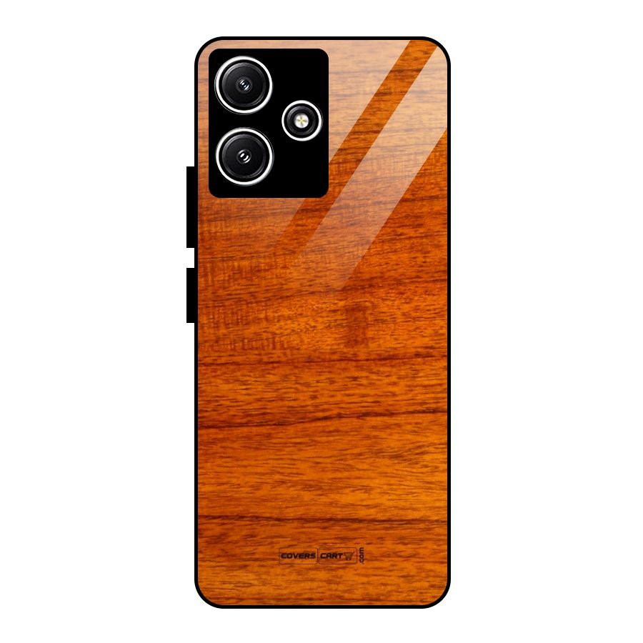 Wood Texture Design Glass Back Case for Redmi 12 5G