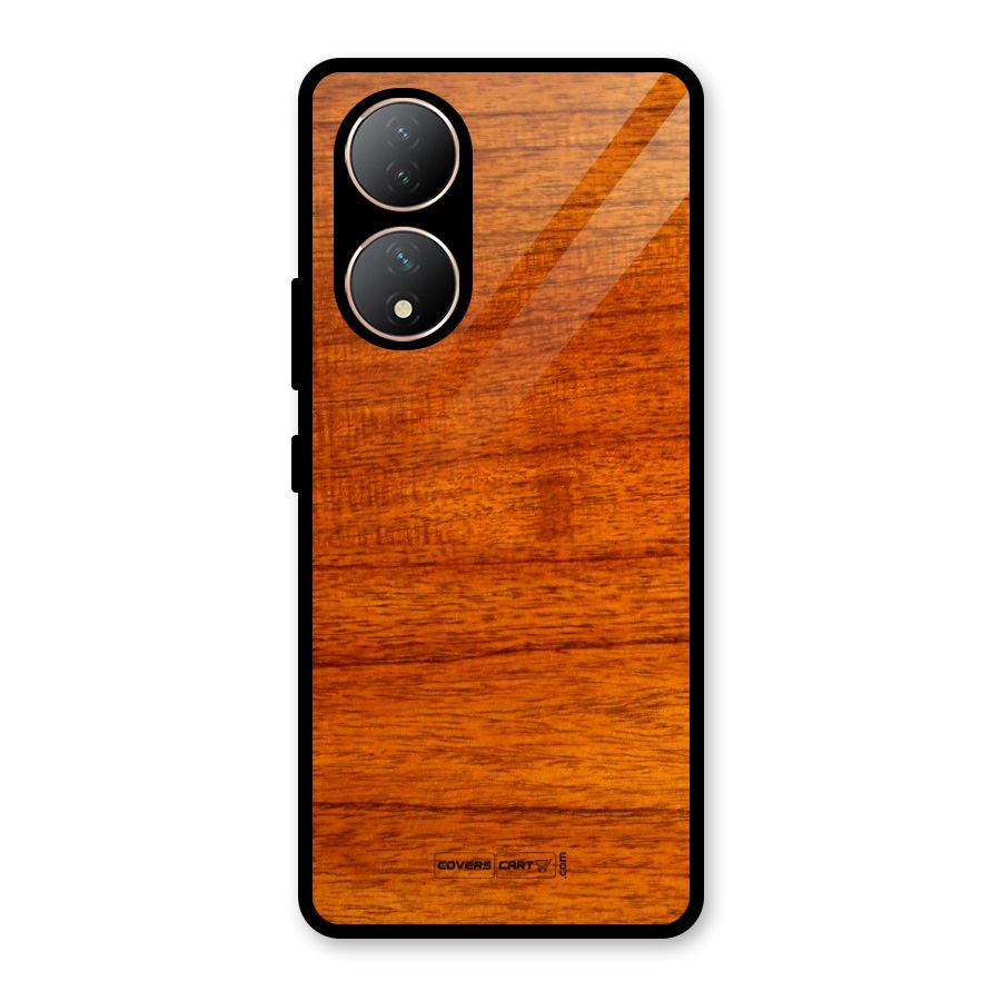 Wood Texture Design Glass Back Case for Vivo Y100A