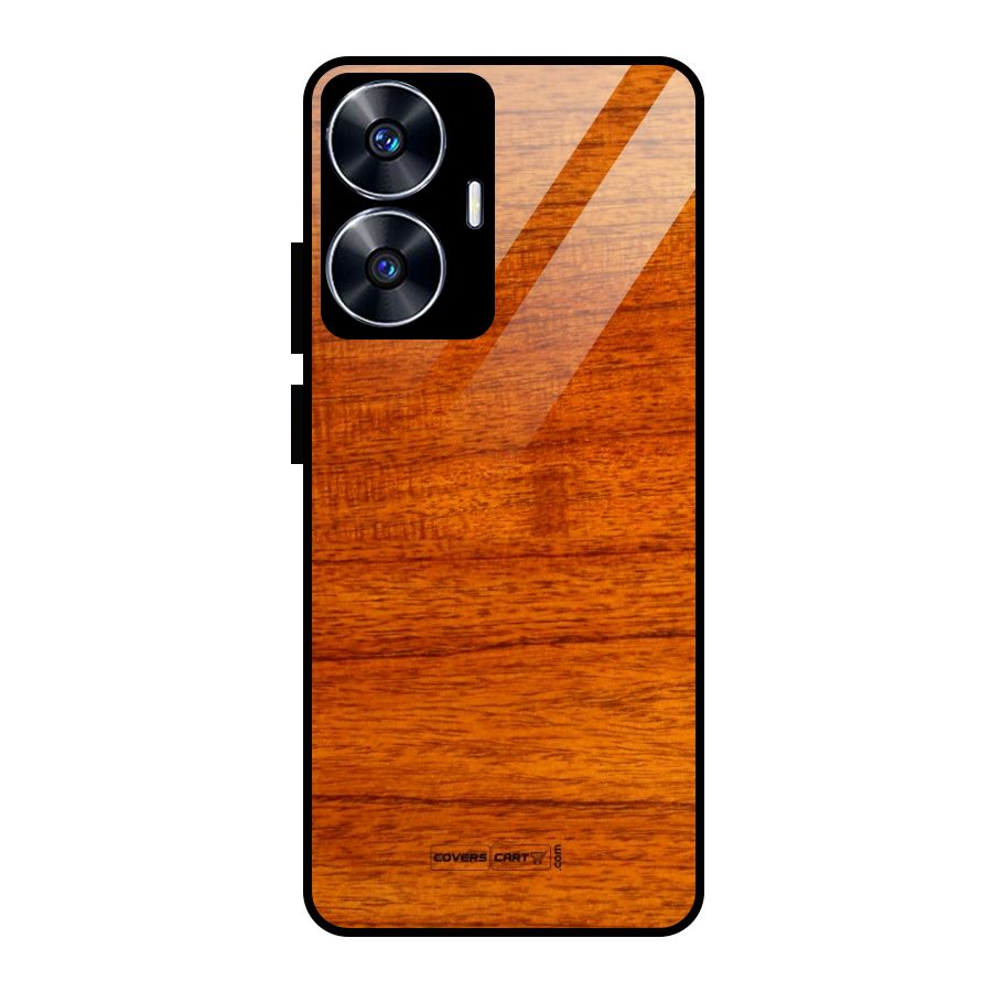 Wood Texture Design Glass Back Case for realme C55