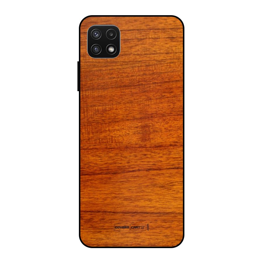 Wood Texture Design Metal Back Case for Galaxy A22 5G