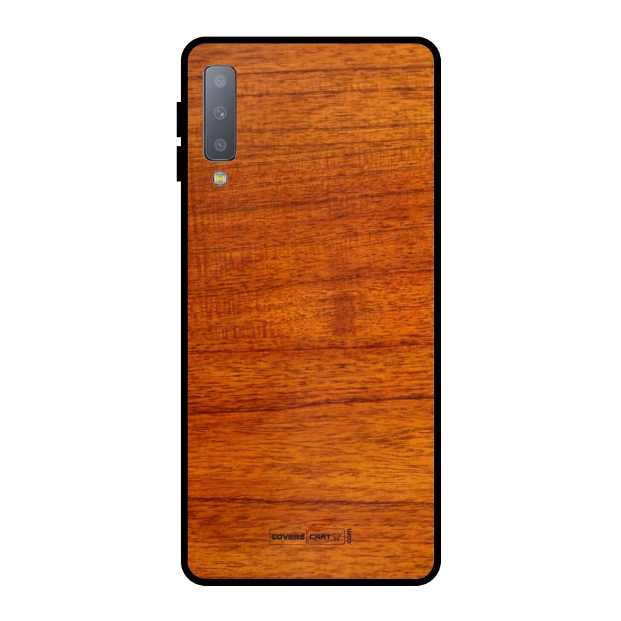 Wood Texture Design Metal Back Case for Galaxy A7 (2018)