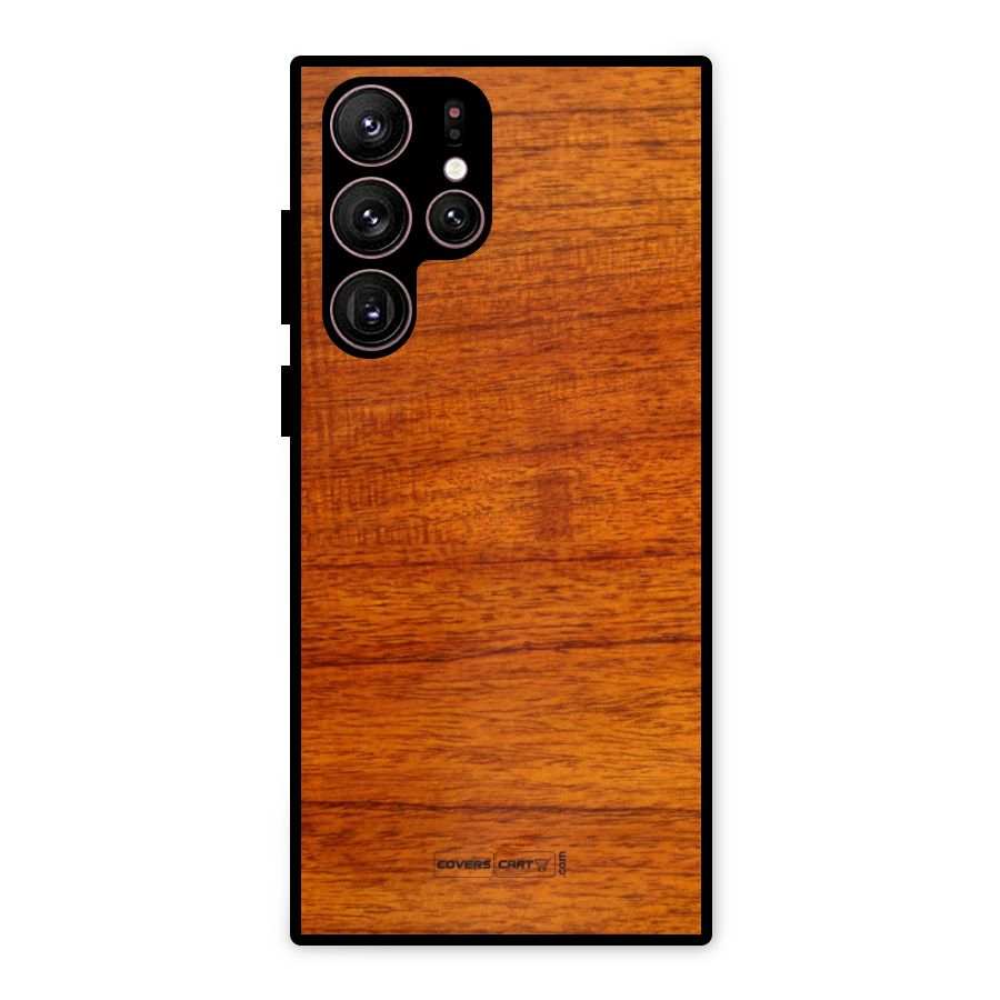 Wood Texture Design Metal Back Case for Galaxy S22 Ultra 5G