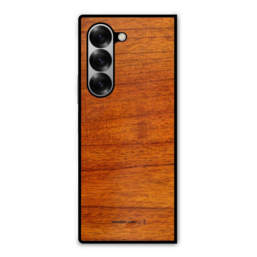 Wood Texture Design Metal Back Case for Galaxy Z Fold6