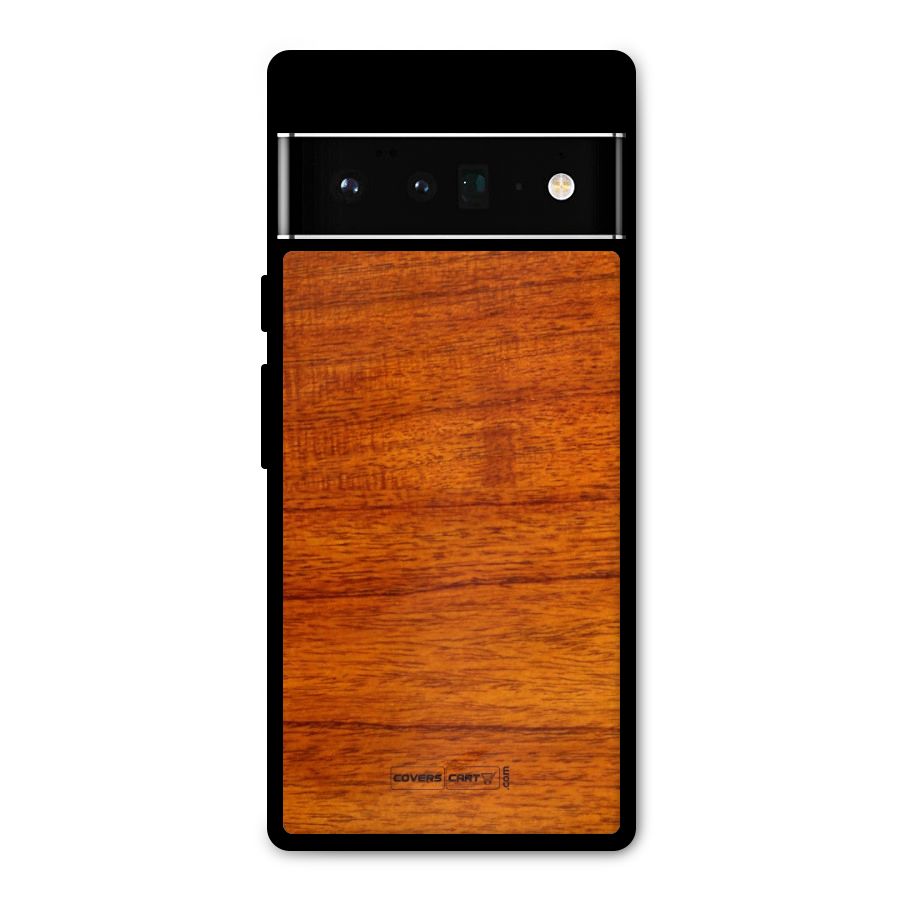 Wood Texture Design Metal Back Case for Google Pixel 6 Pro