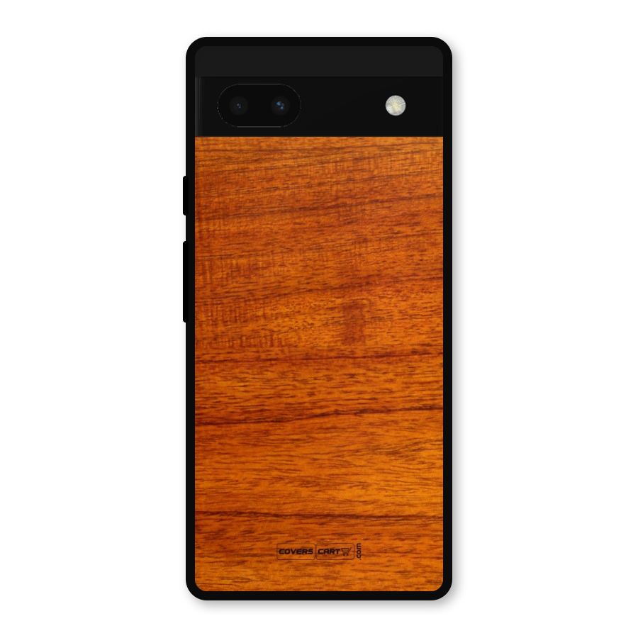 Wood Texture Design Metal Back Case for Google Pixel 6a