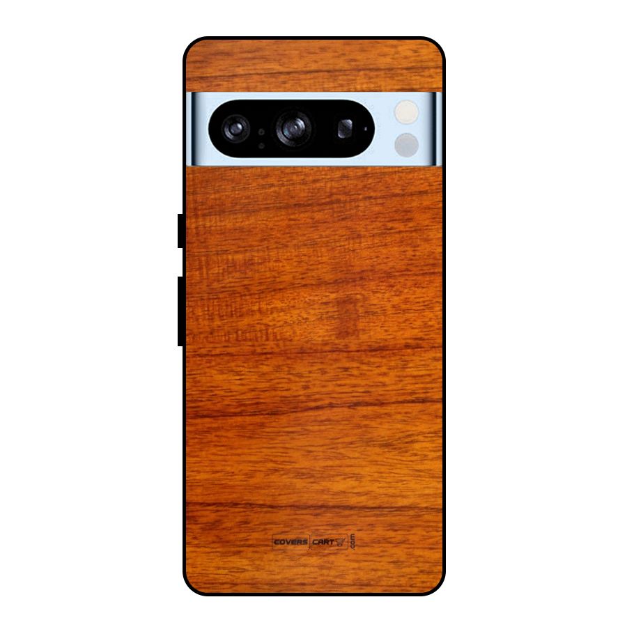 Wood Texture Design Metal Back Case for Google Pixel 8 Pro