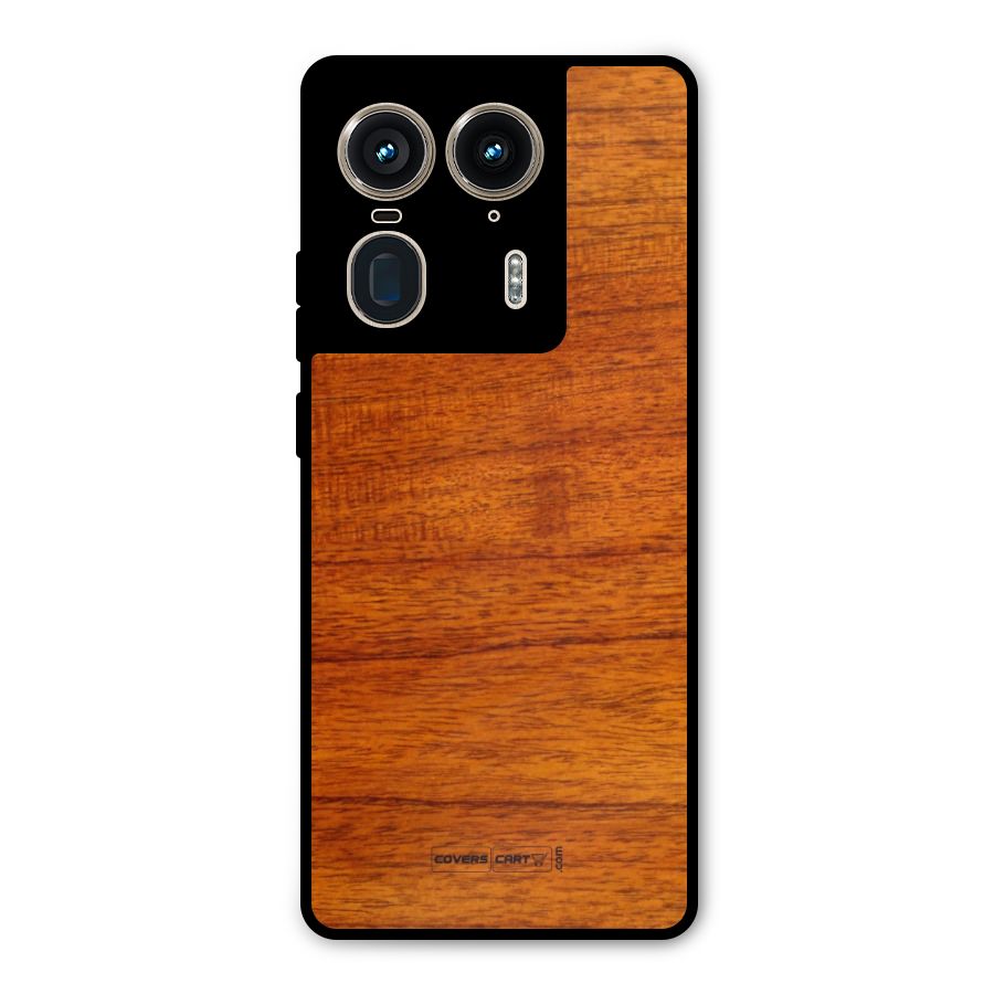 Wood Texture Design Metal Back Case for Motorola Edge 50 Ultra