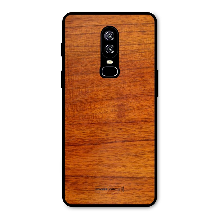 Wood Texture Design Metal Back Case for OnePlus 6