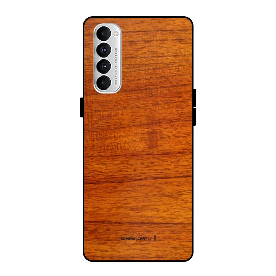 Wood Texture Design Metal Back Case for Oppo Reno4 Pro