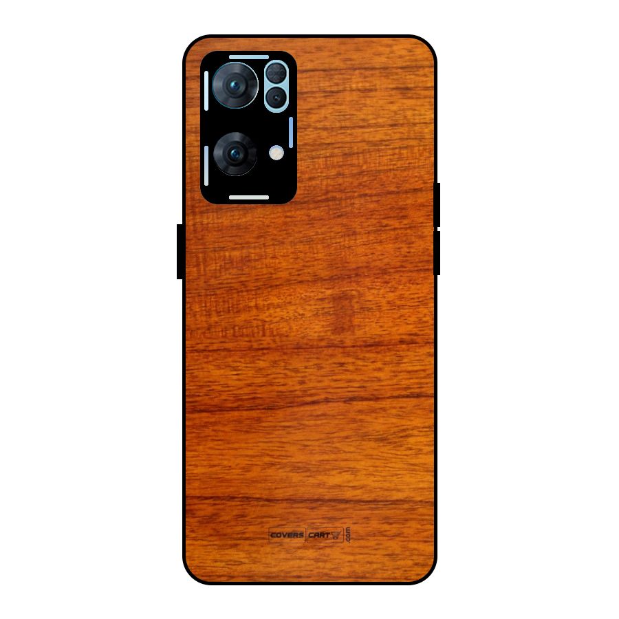 Wood Texture Design Metal Back Case for Oppo Reno7 Pro 5G